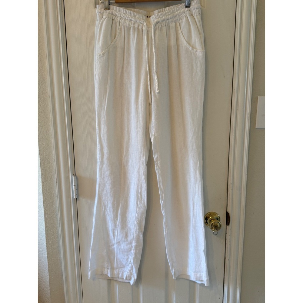 Roxy Linen Pants Small White Drawstring Elastic W… - image 2